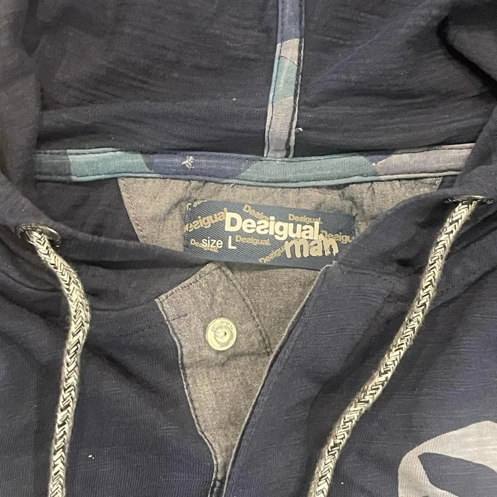 Desigual Blue Camouflage Hoodie sz L - Picture 3 of 6